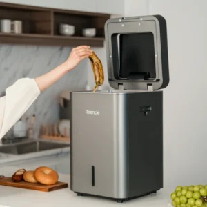 Reencle Gravity komposter u kuhinji – održivo rješenje za otpad od hrane koje proizvodi kompost